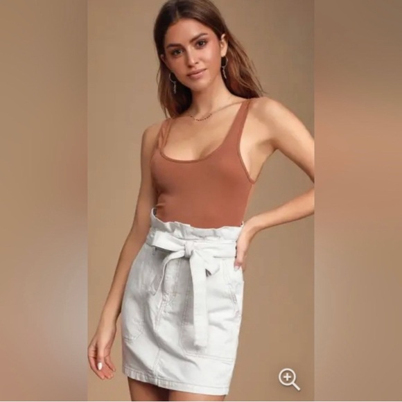 Free People High Waist Paperbag Mini linen blend Skirt size 6 - Picture 6 of 15